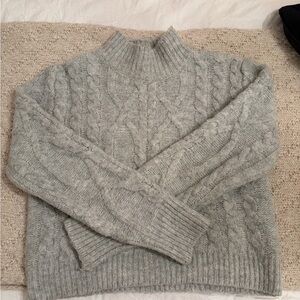 Jessica Simpson Light Gray Cable Knit Turtleneck Sweater